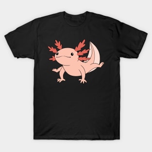 Cute Axolotl Smiling At You on Navy Blue T-Shirt